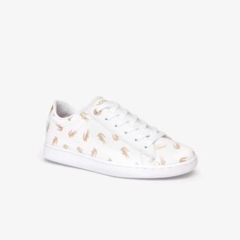 Lacoste Carnaby Metallic Crocodile Sneaker - Tenisky Dětské Bílé / Zlaté | CZ-Qiup3e